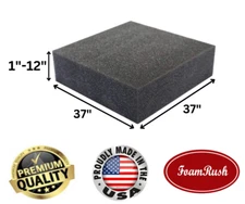 FoamRush  37" x 37" Charcoal High Density Upholstery Foam Wheelchair Cushion USA