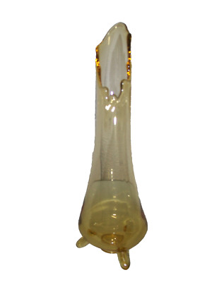 L E Smith 3 Toe Simplicity Amber Vase