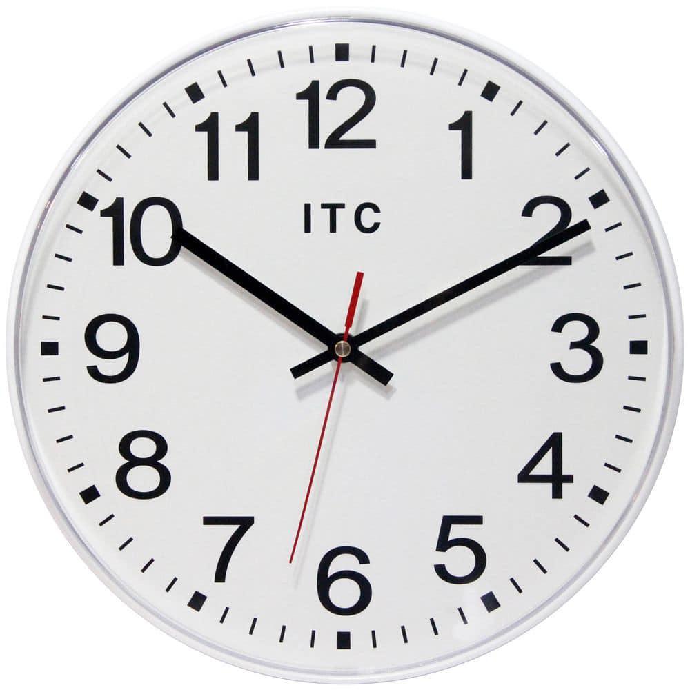 Infinity Instruments Wall Clock Round White Plastic Case Shatter-Resistant Lens