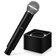 Fake Microphone Prop Plastic Mic with Flag Station Realistic Stage Karaoke Fun