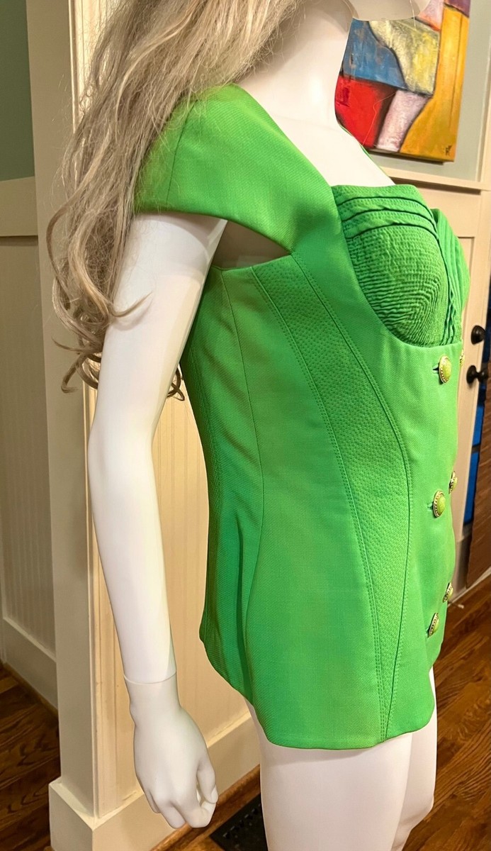 Gianni Versace 1993 Vintage Green 1990s 90 Bustier Jacket Gianni Versace 1993 Vintage Green 1990s 90 Bustier Jacket