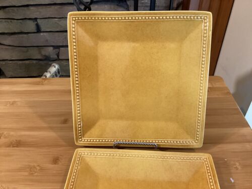 Pier 1 Imports Spice Route Zenzero 10,5" Quadrato 2 Piatti Bordo Perlato - Foto 2 di 5