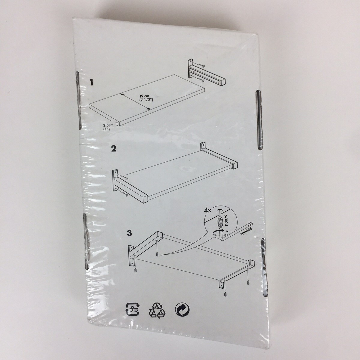 IKEA Ekby Bjarnum Aluminum Shelf Brackets 7.5” 21089 Brushed