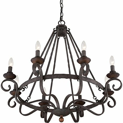 Quoizel NBE5008RK 8-Light Noble Chandelier in Rustic Black - Picture 2 of 3