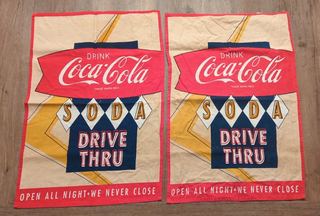 2 Rare Coca Cola Soda Drive Thru Open All Night We Never Close Place Mat Towel