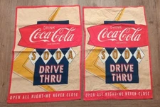 2 Rare Coca Cola Soda Drive Thru Open All Night We Never Close Place Mat Towel
