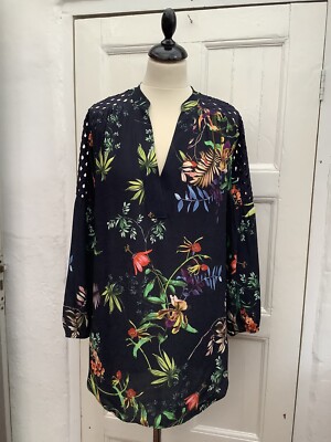 BNWT OUI John Lewis Navy Floral Tunic Blouse Shirt Dress Top 36/UK10/US8 £145