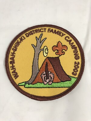 Vintage Boy Scouts Patch 2003 Wah-Bah-Shik-Ki District Family Camping BSA
