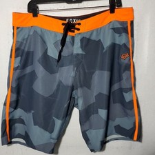 Fox Boardshorts Shorts Mens 36 Gray Orange Camo Swim Trunks Surf Beachwear Logo