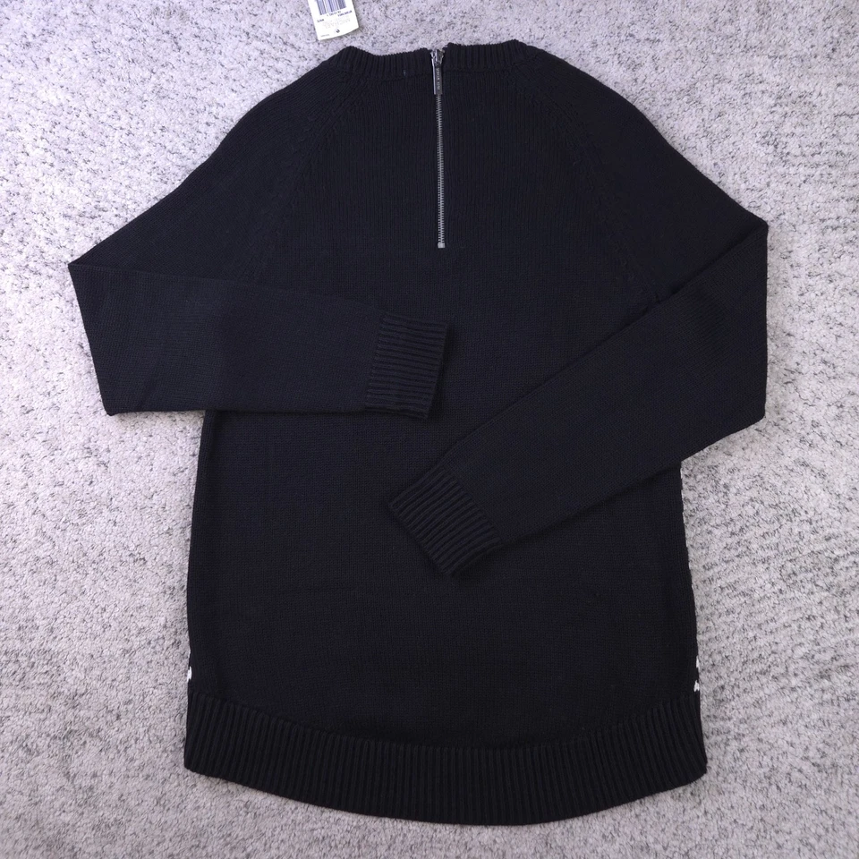 Michael Kors 毛衣女式小号人字形几何条纹黑色白色全新带标签 — 第 2/4 张图片