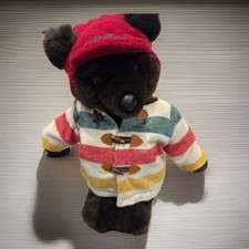 VTG LL Bean Bear Striped Hudson Bay Trapper Coat Teddy Camping Plush 18” EUC