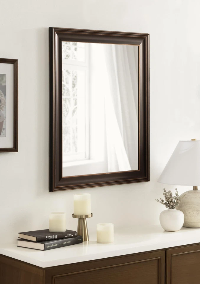 Galiano Traditional Framed Rectangle Bathroom Vanity Mirror, 23 x 29, Bronze,... - Image 4 of 4