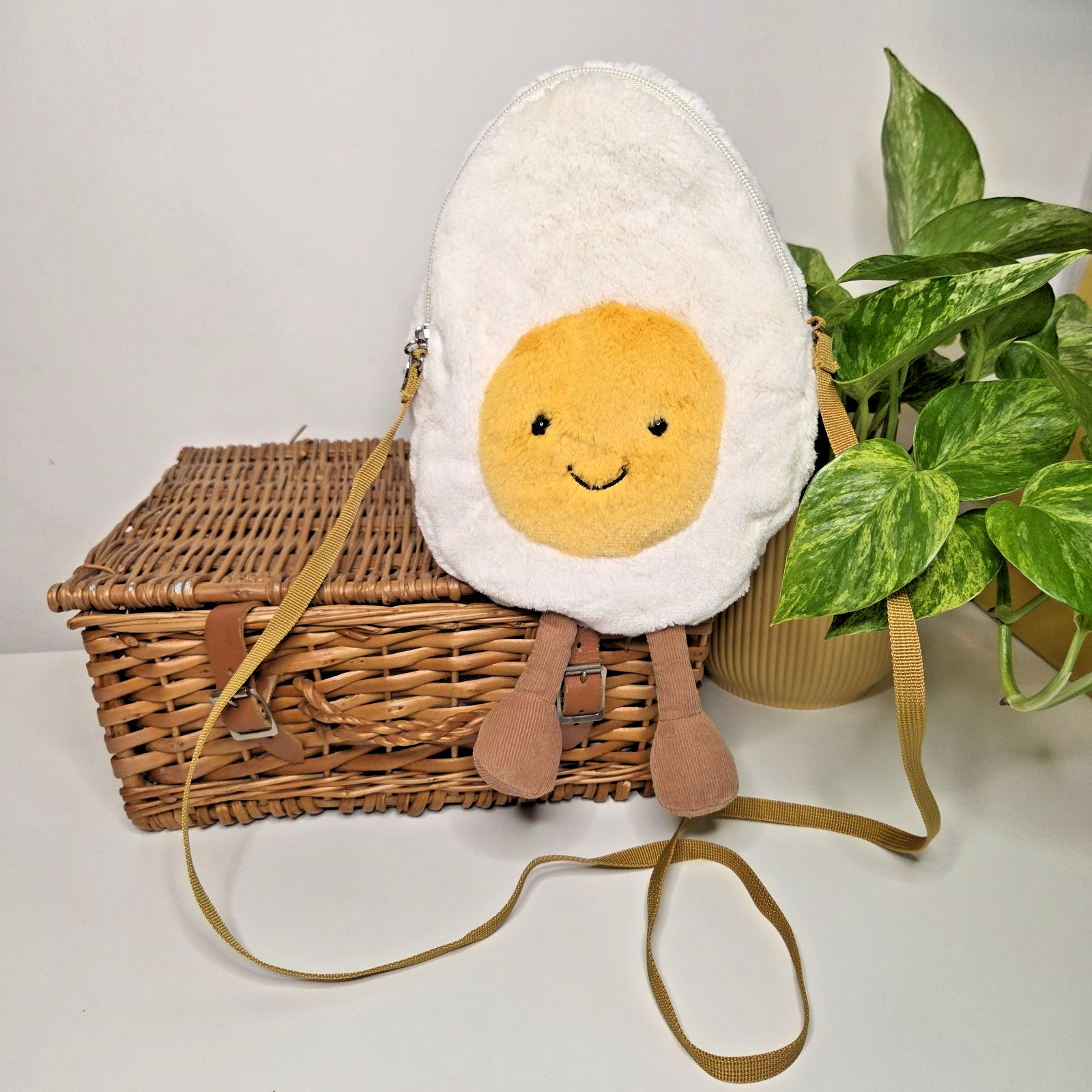 Jellycat Amuseables Happy Boiled Egg Bag -Food Jellycat Bag Soft Plush Crossbody