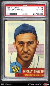 1953 Topps #148 Mickey Grasso Senators PSA 4 - VG/EX