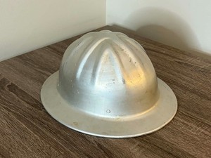 VINTAGE ALUMINUM HARD HAT WITH LINER MCDONALD T MINE SAFETY APPLIANCES FULL BRIM