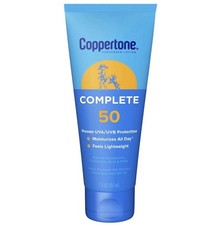 Coppertone Complete Sunscreen Sun Tan Lotion Water Resistant, SPF 50, 7oz, 08/28