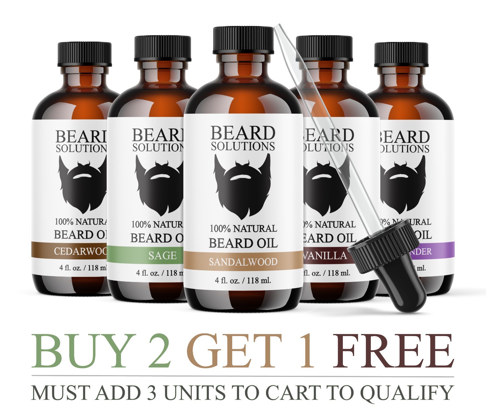 4 oz. Scented Beard Oil 100% Natural Men's Hair Growth Serum With Essential Oils