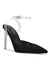 NINE WEST Womens Black Transparent Strap & Heel Sparkel Stiletto Pumps Shoes 5 M