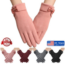 Touchscreen Women Bowtie Winter Warm Wool Gloves Windproof Fleece Lined Gift USA