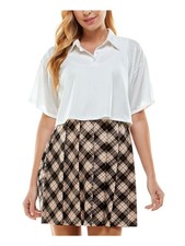 KINGSTON GREY Womens Short Dress White Short Sleeve Skirt Juniors S