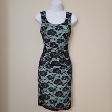 Sapphire Dolls Teal & Black Lace Sleeveless Bodycon Dress Womens Size Small