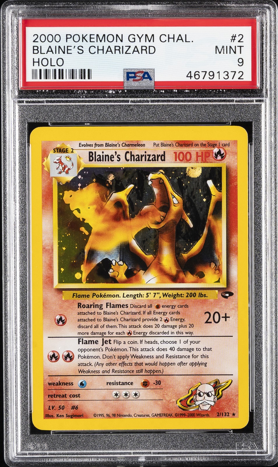 2000 POKEMON GYM CHALLENGE HOLO #2 BLAINE'S CHARIZARD PSA 9