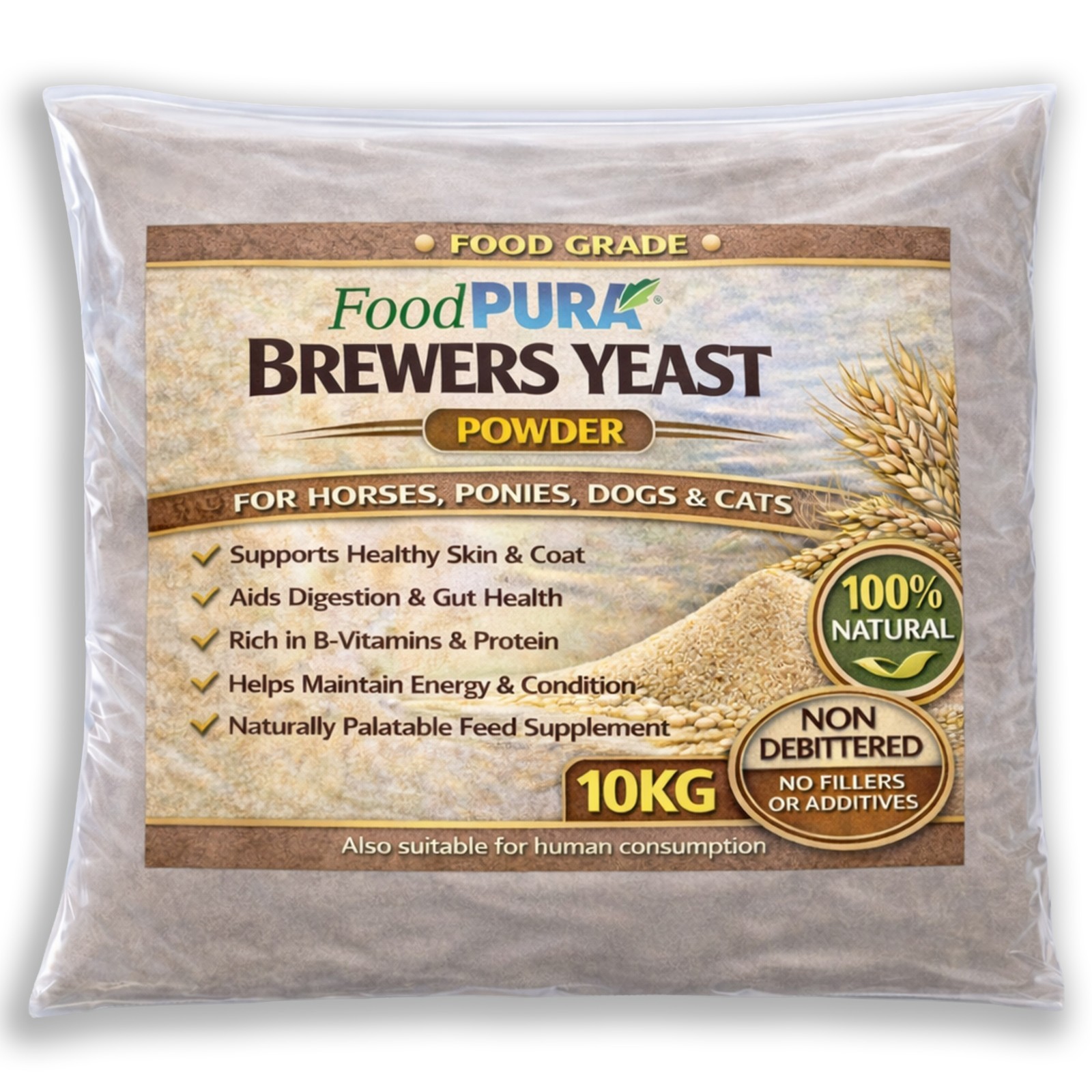 FoodPURA 10KG Brewers Yeast Powder NON De Bittered Human Grade PURE Supplement