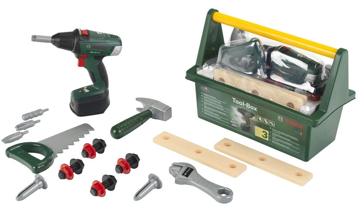 Theo Klein 8520 Bosch Tool Box I with lots of tools I Incl. Battery-Powered Cord