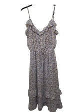 Sienna Sky Women's Floral Ruffle Midi Sundress Adjustable Straps & Drawstring Wa