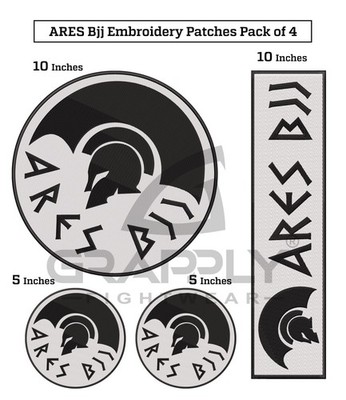 Ares Team BJJ Embroidery Patches Ares Jiujitsu Patches BJJ Patches Full Set