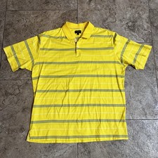 Burberry Golf Italy Men's L Yellow Blue Stripe Polo Short Sleeve Cotton