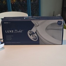 LUXE Bidet NEO 180 Blue Bidet Dual Wash, Nozzle Guard/Clean Toilet Seat Bumper