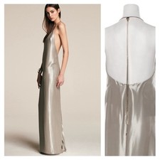 Ralph Lauren Collection Sleeveless Evening Dress Gown Liquid Metallic Open Back