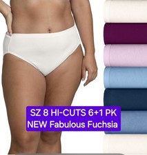 SZ 8 Fruit of the Loom SIGNATURE HI-CUTS 7PK 100 Cot Fabulous Fuchsia  Gift