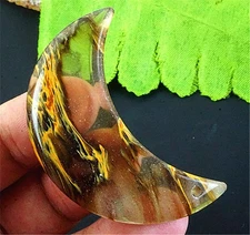 JT43343 57x22x7mm Brown Fire Cherry Quartz Half-moon Pendant Bead