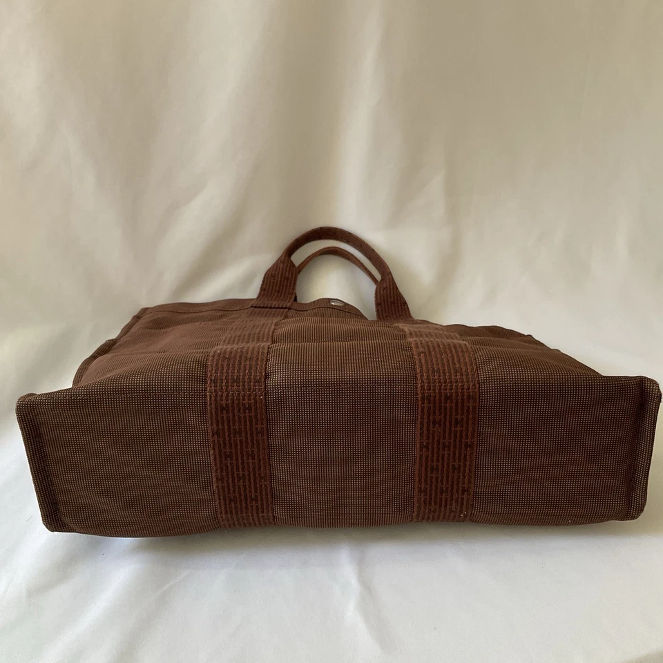 Hermes Bolso de Mano Air Line Tote MM Marrón Lona Usado Bolso de Mano para Hombre y Mujer Foto 3 de 4