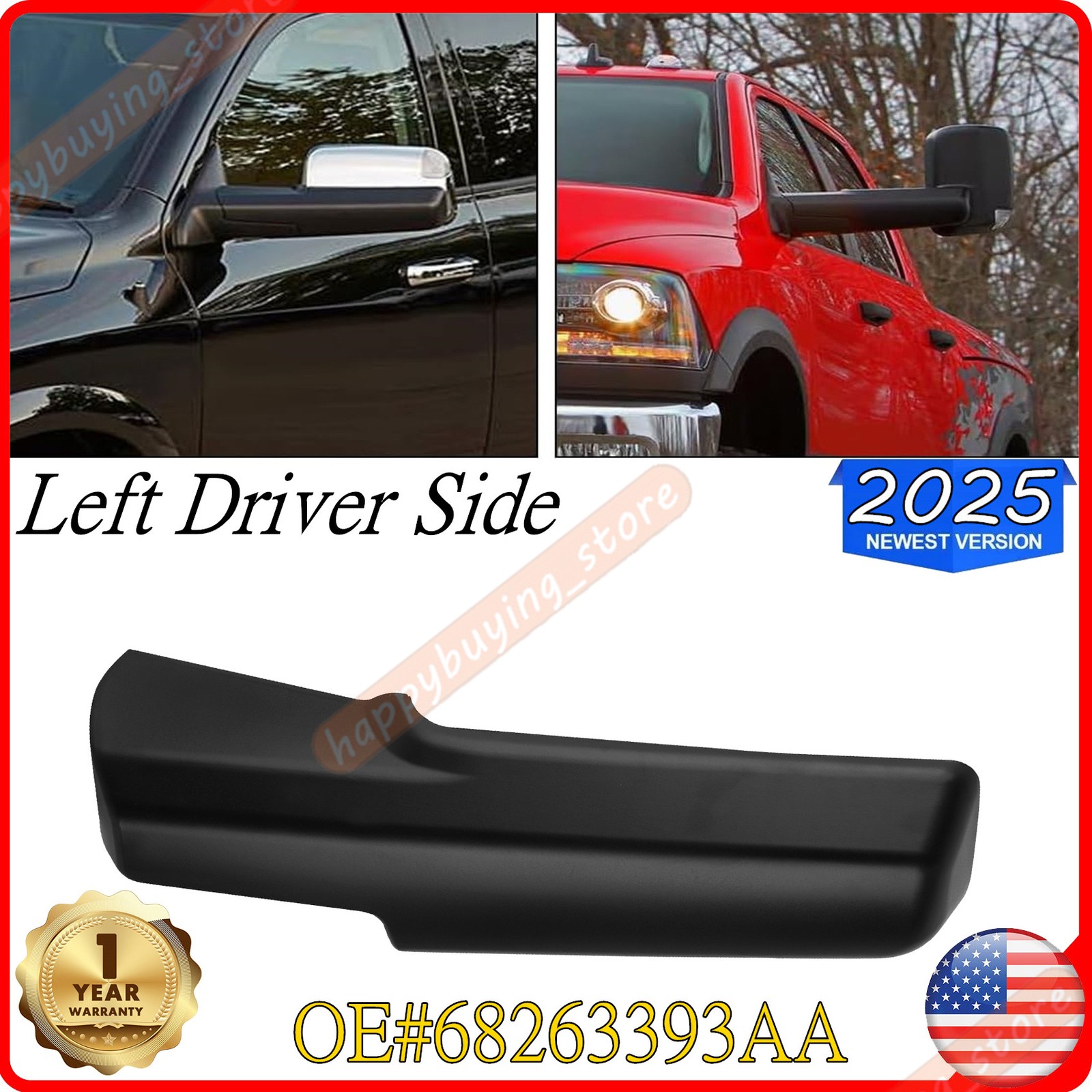Trailer Tow Mirror Front Arm Cover Left Driver Side For Dodge Ram 1500 2500 3500