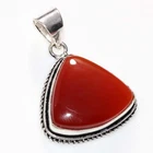 Carnelian 925 Silver Plated Pendant 1.2" Limited Edition Design Trendy GW