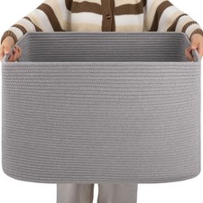 XXLarge Rectangle Blanket Basket-96L, Cotton Woven Basket for Storage, Dirty ...