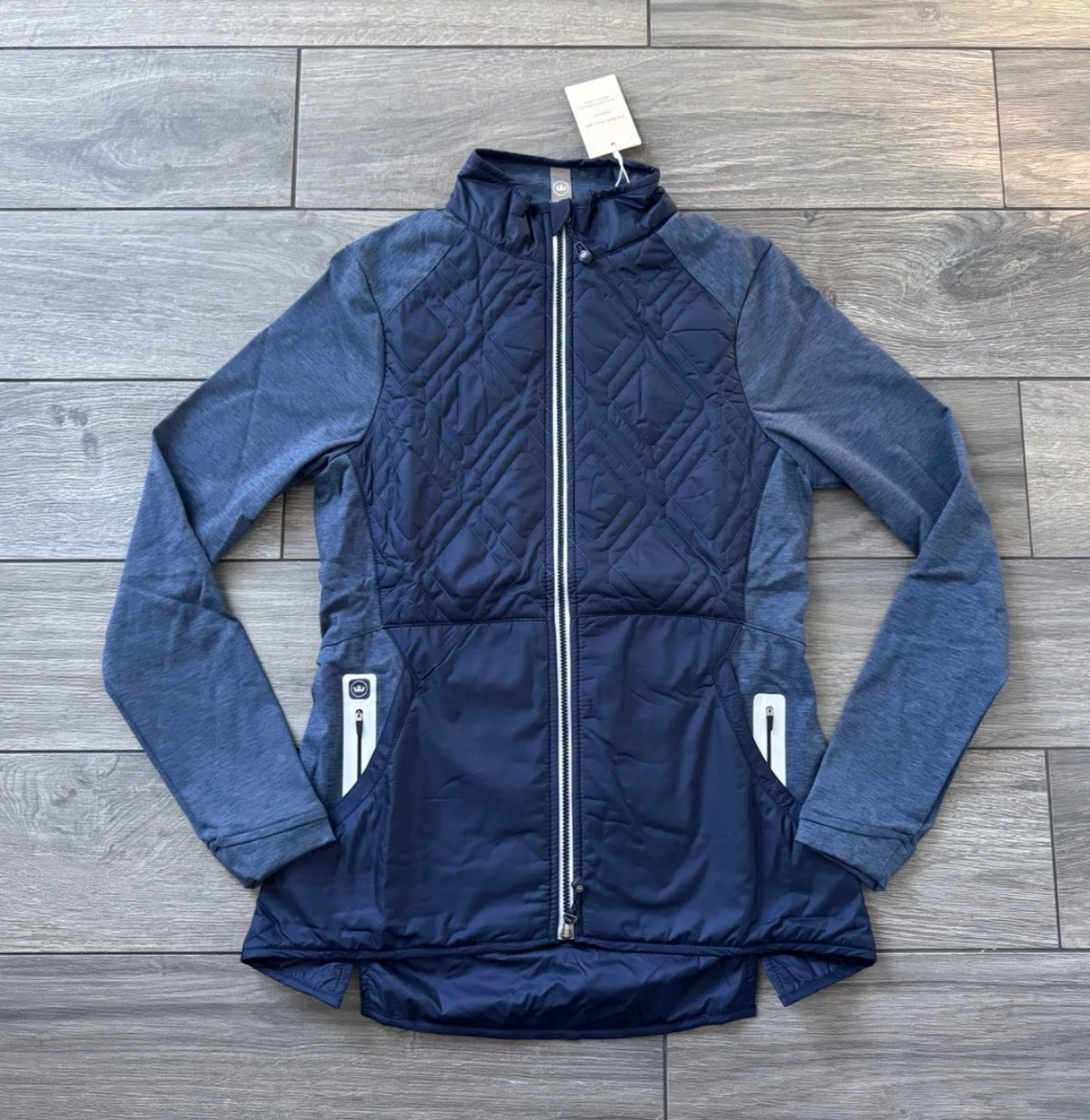 PETER MILLAR WOMENS MADELINE HYBRID FULL ZIP JACKET, NAVY, NWT $220