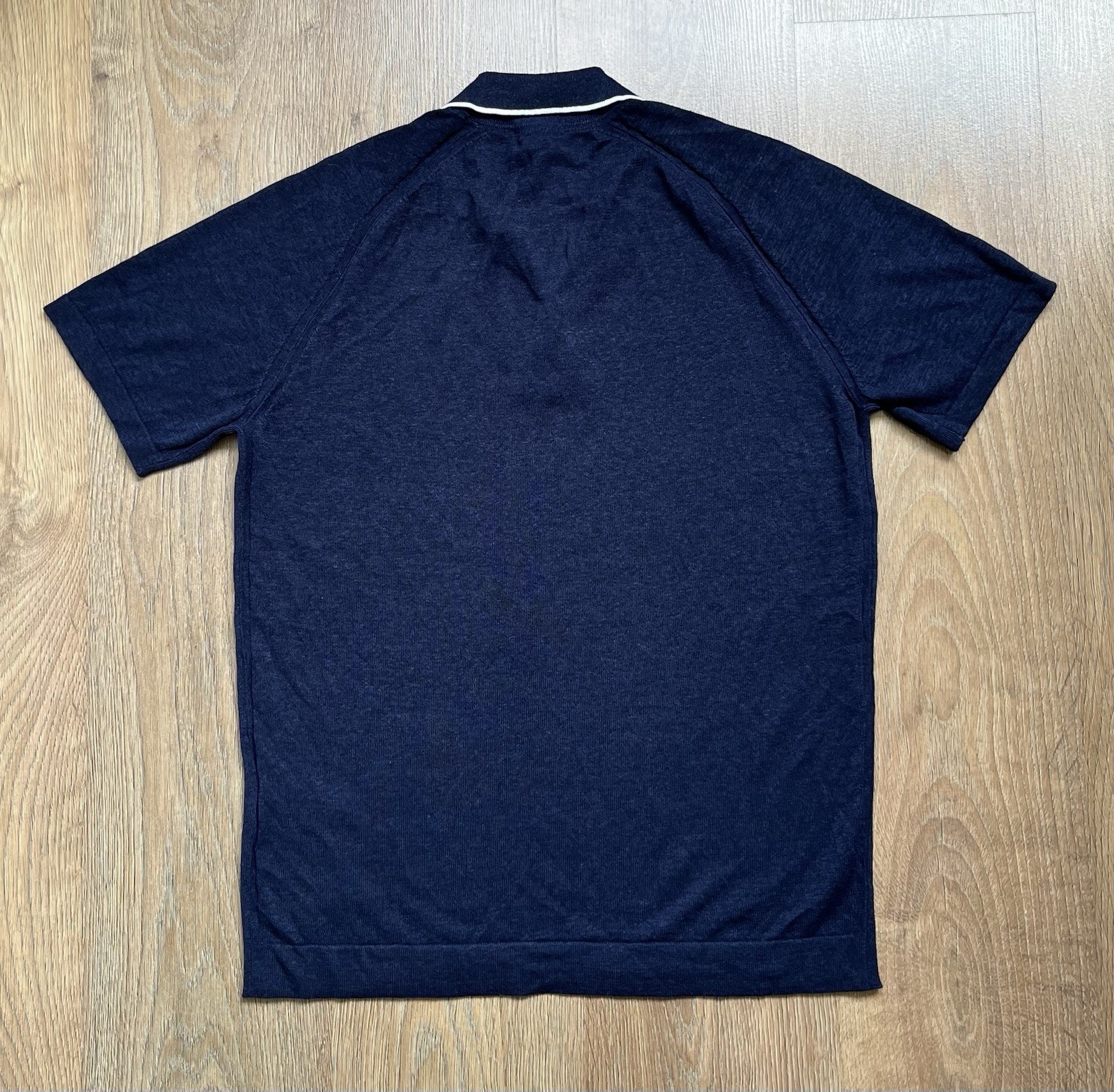 REISS Linen Blend Knit Polo Shirt Simon Tipped Open Neck Mens Size M New RRP £85 image 8