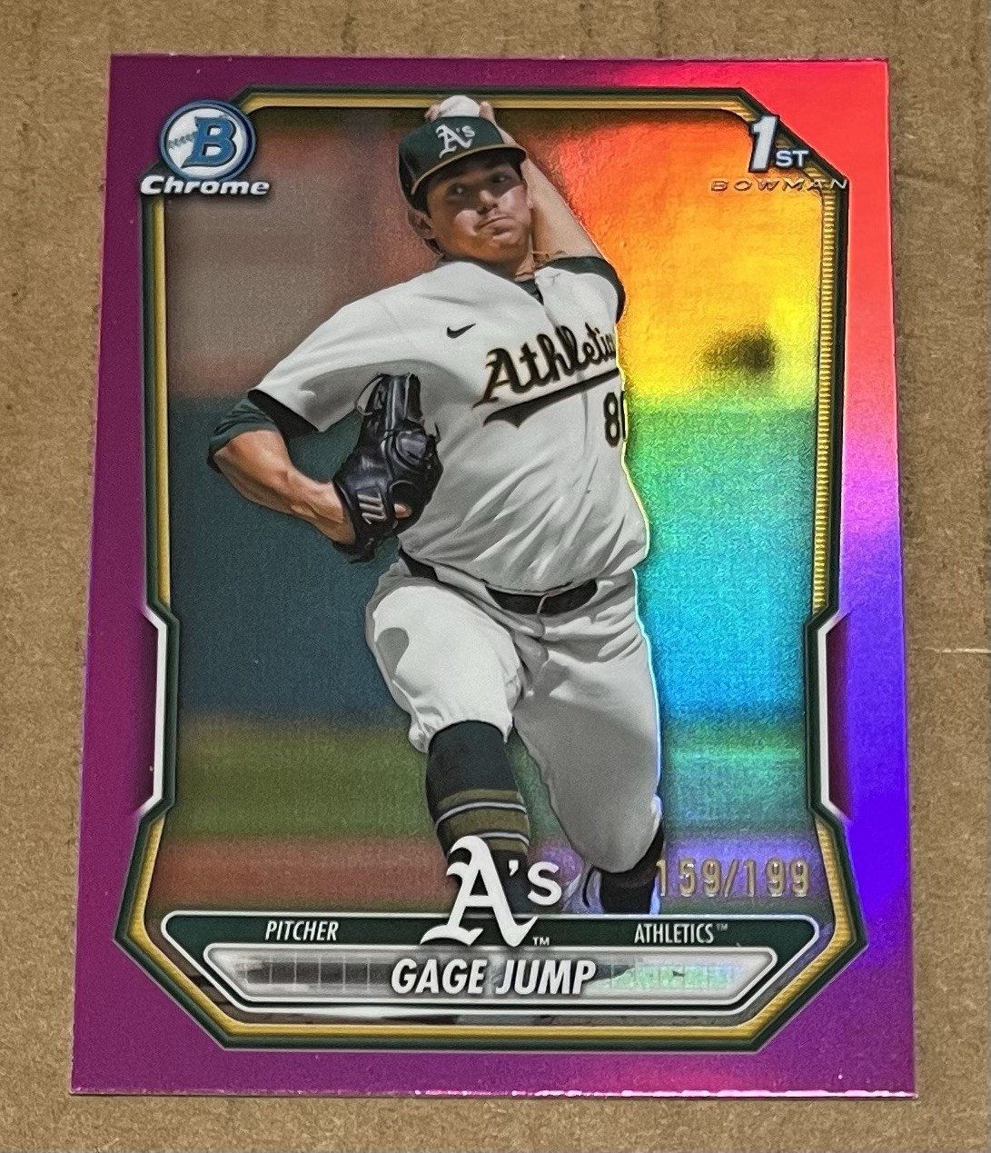 2026 Bowman Chrome 1st Gage Jump Fuchsia Refractor #159/199 #BCP-15 Athletics RC