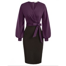 Grace Karin Women’s Purple Black Professional Dress Workwear Plus Size 3XL