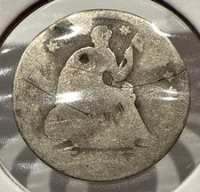 1855 Seated Liberty Half Dime 5C Silver US Coin Arrows - Damaged