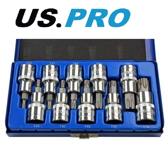 Us Pro 1128 10 Piece Torx Trx-Star Bit Socket Set 1/2" Drive - Image 2