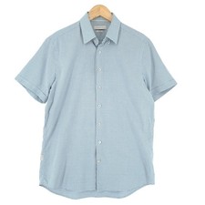Bugatti Mens Formal Shirt Blue Geo Business Button Down Office Uq6 Size M 39/40