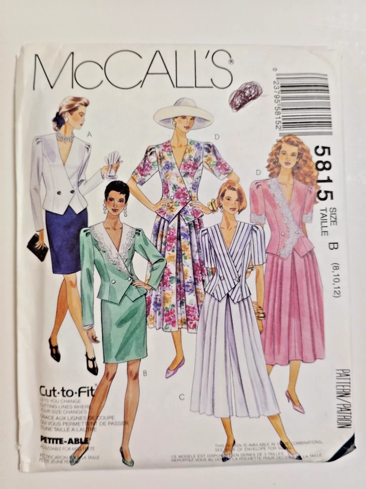 McCall's 5815 Dress Shirt Skirt Sewing Pattern Ladies 8 10 12 UC Mother of Bride - Image 2 of 4