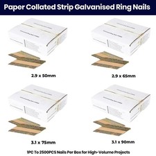 Paper Collated Strip Galvanised Ring Nails Framing Nailer Gun Timber First Fix