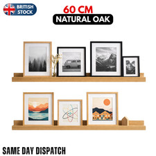 Oak Effect Floating Wall Shelves Picture Ledge Display Rack Book Hanging Shelfs