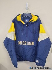 Vintage 90s Michigan Wolverines Starter Jacket 1/4 Zip Pullover Puffer Men  s L